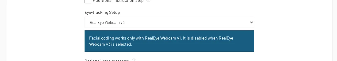 Eye-tracking Setup set to RealEye Webcam v3
